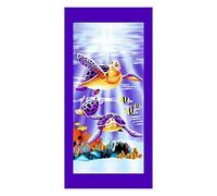 Sticker Superb Serviette DE Plage 70 x 150 cm Animaux en 3D Serviette de Bain Séchage Rapide Microfibre Bleu Rose Léopard Rayure Carré Couverture Voyage Vacances (Tortue de Mer Pourpre)
