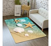 Sticker Superb. Tapis de Plage de Sable Étoile de Mer Coquilles pour Salon Chambre des Enfants Gamer Gamepad Pierre Papillons Imprimé Antidérapant Rugs Doux Lavable Tapis de Bain (Bleu,80x160 cm)