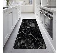 Sticker Superb. Tapis de Salon Tapis de Chambre à Coucher Tapis Enfants Jouent Antidérapant Cuisine Couloir Salle à Manger Tapis de Sol Tapis de Porte D'extérieur,Thème de Marbre 3D (Noir,40x60 cm)