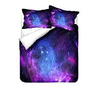 Sticker Superb. Univers Cosmos Galaxie Étoile Parures de Lit, Bleu Violet Blanc Planète Météore Housse de Couette avec Fermeture éclair Polyester Fille Garçon Homme (Galaxie 1,140 x 200cm)