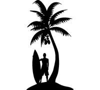 Sticker Surf sous les cocotiers