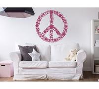 Sticker Symbole Peace and Love Floral - Nombreuses tailles et couleurs disponibles