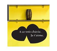 Sticker Tableau Noir COEURS 38x70cm, Adhésif Ardoise Effaçable, Décoration MEMO pour Cuisine, Bureau et Chambre, To do LIST, Autocollant mural Made in Europe