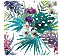 Sticker tapisserie tropicale orchidées sauvages et feuilles de palmier