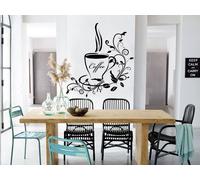 Sticker Tasse café Florale - Nombreuses tailles et couleurs disponibles