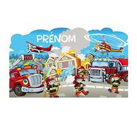 Sticker Tête de Lit Pour Chambre D'Enfant - " Les Héros Du Feu " - Personnalisable Avec Le Prénom De Votre Enfant - Dimensions 56 cm x 94 cm - Protection Anti-UV