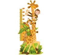 Sticker toise girafe, singe et petit tigre