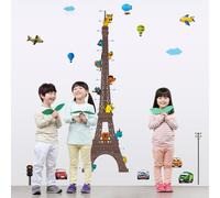 Sticker toise Tour Eiffel pour enfants avec animaux et avions