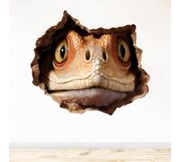 Sticker Trompe l’oeil Mur Brisé | Lézard adhésifs Effet 3D | Stickers muraux Chambre enfant - Sticker Mural 3D - Vue panoramique - Adhesif Mural Trompe l'oeil Chambre (120x105 cm)