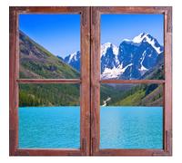 Sticker Trompe l'œil Montagne et lac