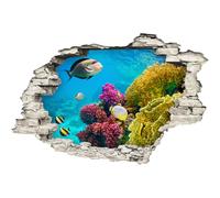 Sticker trompe l'œil Poissons dans une mer bleue
