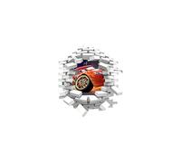 Sticker trompe l'oeil 3D mur blanc cassé Cars Flash Mac Queen - Normal, L 72cm x H 80cm