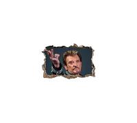 Sticker trompe l'oeil 3D mur d'agglo cassé Johnny Hallyday au revoir - Normal, L 30cm x H 20cm