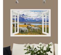 Sticker trompe l'oeil Chevaux dans la prairie