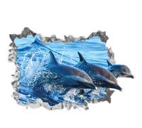 Sticker trompe l'oeil dauphins dans l'océan