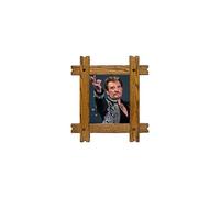 Sticker trompe l'oeil fenêtre cadre bois Johnny Hallyday au revoir - Normal, L 72cm x H 80cm
