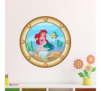 Sticker trompe l'oeil Hublot avec sirène dessin animé