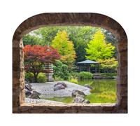 Sticker trompe l'oeil Jardin asiatique