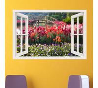 Sticker trompe l'oeil Jardin fleuri