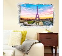 Sticker trompe l'oeil la Tour Eiffel entourée par le soleil