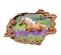 Sticker trompe l'oeil Le cheval dans la prairie