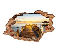 Sticker trompe l'oeil Le pont et le coucher de soleil