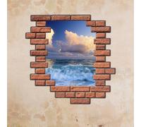 Sticker trompe l'oeil Mer dans un cadre de brique