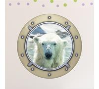 Sticker trompe l'oeil Ours polaire dans hublot