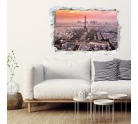 Sticker trompe l'oeil Paris sous le soleil couchant