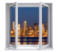 Sticker trompe l'oeil Seattle la nuit