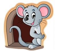 Sticker trompe l'oeil Trou de souris avec la souris souriante