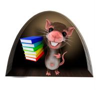 Sticker trompe l'oeil Trou de souris bibliothèque
