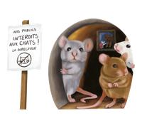 Sticker trompe l'oeil trou de souris interdits aux chats
