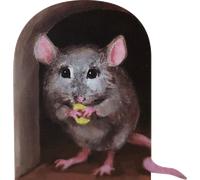Sticker trompe l'oeil trou de souris rat gourmand