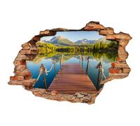 Sticker trompe l'oeil vue entre montagnes et lac