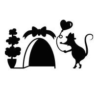 Sticker trou de souris avec ballon de coeur