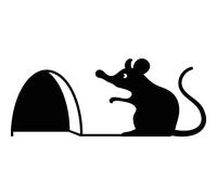 Sticker trou de souris avec la souris assis