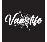 Sticker Van Life Boussole Déco - Kit stickers Van Life Camping car - Autocollant voiture moto camping car - Stickers Boussole camping car (30x16 cm, Blanc)