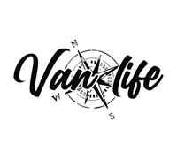 Sticker Van Life Boussole Déco - Kit stickers Van Life Camping car - Autocollant voiture moto camping car - Stickers Boussole camping car (30x16 cm, Noir)