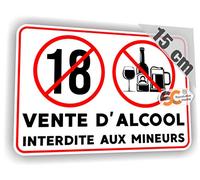 Sticker Vente d'alcool Interdite aux mineurs de Moins de 18 Ans Code de la santé publique Art.L.3342-1 L.3342-3 (Largeur 15 cm/Hauteur 10 cm)