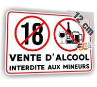 Sticker Vente d'alcool Interdite aux mineurs de Moins de 18 Ans Code de la santé publique Art.L.3342-1 L.3342-3 (Largeur 12 cm/Hauteur 8 cm)
