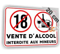 Sticker Vente d'alcool Interdite aux mineurs de Moins de 18 Ans Code de la santé publique Art.L.3342-1 L.3342-3 (Largeur 20 cm/Hauteur 13,5 cm)