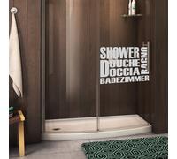 Sticker vinyle sablé pour vitre porte de douche -"Douche"multilingue 55x80cm