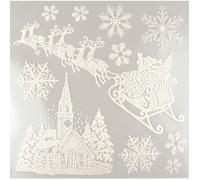 Sticker vitrostatique Blanc pailleté Traineau Noël