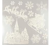 Sticker Vitrostatique Blanc Pailleté Traineau Noël