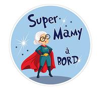 Sticker Voiture Mamy. Autocollant Voiture Super Mamy à Bord (J0158). Autocollant pour Le véhicule, diamètre 13 cm