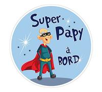 Sticker Voiture Papy. Autocollant Voiture Super Papy à Bord (J0157). Autocollant pour Le véhicule, diamètre 13 cm