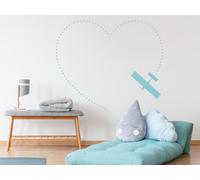 Sticker Vol d'Avion Coeur - Nombreuses tailles et couleurs disponibles