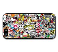 Stickerbomb Graffiti Art Cartoon Monkey Pig Skull Sticker Bomb coque pour iPhone 5 5S