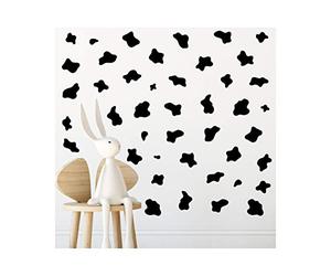 StickerDeen Lot de 104 autocollants muraux amovibles en vinyle avec imprimé vache pour chambre d'enfant, salon (noir)